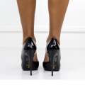Black open side high heel 11cm court with a bow zuri
