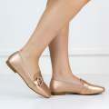 Rose gold 1.2cm flat heel moc with diamond buckle pu tiara