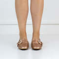 Rose gold 1.2cm flat heel moc with diamond buckle pu tiara