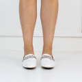 White 1.2cm flat heel moc with diamond trim pu liana
