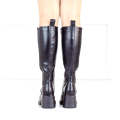 Black knee high chunky side elastic boot taraji