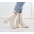 White platform 8.5cm heel lace up ankle boot off coralie