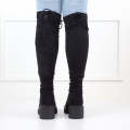 Black knee high chunky side elastic boot tiffany