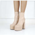 Beige platform 14cm heel ankle boot rosalie
