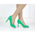 Green gloss high heel peep toe pumps indiana