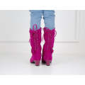 Fuschia girls long boot with back lace hazeli