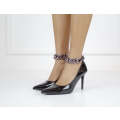 Black 9cm heel with chain ankle strap elvira
