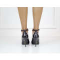 Black 9cm heel with chain ankle strap elvira