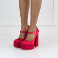 Red 14.5cm platform heel Funky ankle strap pump pippa