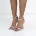 Silver glitter decor 10.5cm heel ankle strap sandal lizette