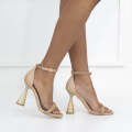 Rose gold glitter decor 10.5cm heel ankle strap sandal lizette