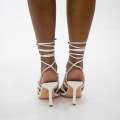 White 9.5cm heel ankle strap sandal beyonce