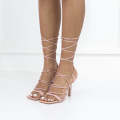 Rose gold 9.5cm heel ankle strap sandal beyonce