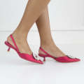 Fuchsia SATIN PU with trim on a 4cm mid heel rosetta