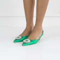 Green SATIN PU with trim on a 4cm mid heel rosetta