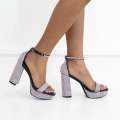 Black 11cm heel diamante platform sandal rina