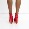 Red ankle strap platform courts pat 12cm heel irana