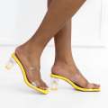 Yellow2 band vinyl slide on glass 6cm heel oki