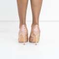 Champagne glitter pointy court shoe on a mid heel melia