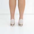 Nude mid heel court with triangle trim sabiya