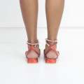 Red pointy ankle strap flat elmas