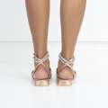 Rose gold pointy ankle strap flat elmas