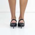 Black mid heel sling back round trim hadria