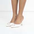 White pointy sling back on 7.5cm heel hamal