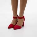 Red open waist pointy on block heel micro jess