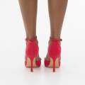 Red mid heel SATIN PU with v-shaped diamante trim kora