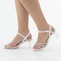 Silver 3 diamante band sandal on 7cm glass heel tatiana