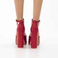 Red 13.5cm platform heel Funky one band ankle strap pointy coney