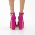 Fuschia 13.5cm platform heel Funky one band ankle strap pointy coney