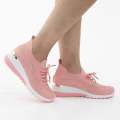 Pink fly knit lace up sneaker with diamonds obioma