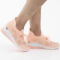 Apricot fly knit lace up sneaker with diamonds obioma