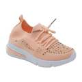 Apricot girls fly knit lace up sneaker with diamonds obioma