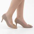 Rose gold shimmer 8cm heel court with trim simone