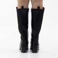 Black knee high with elastic mat back boots 6cm heel yada