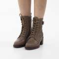 Khaki biker lace up 6.cm heel ankle boot maddy