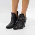 Black 10cm block heel LA08-16 diamante-detailed ankle boot genesis