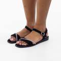Black soft padding ankle strap sandals meiro
