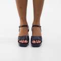 Black 9.5cm heel one band ankle strap sandal udilia