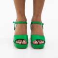 Green 9.5cm heel one band ankle strap sandal udilia