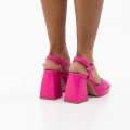 Fuschia 9.5cm heel one band ankle strap sandal udilia