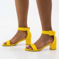 Yellow one band ankle strap 5.5cm heel sandal pat ulana