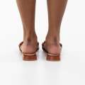 Brown flat pleated slide on a 2cm flat heel unilody