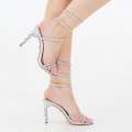 Silver 10cm heel diamante spiral embellished sandal ateen