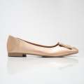 Champagne gold H-trim faux leather pump shoes alvira