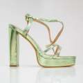 Green double band 11.5cm platform heel ankle strap sandal aycra