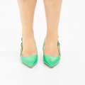 Green 6cm heel croc sling back shoe miracle